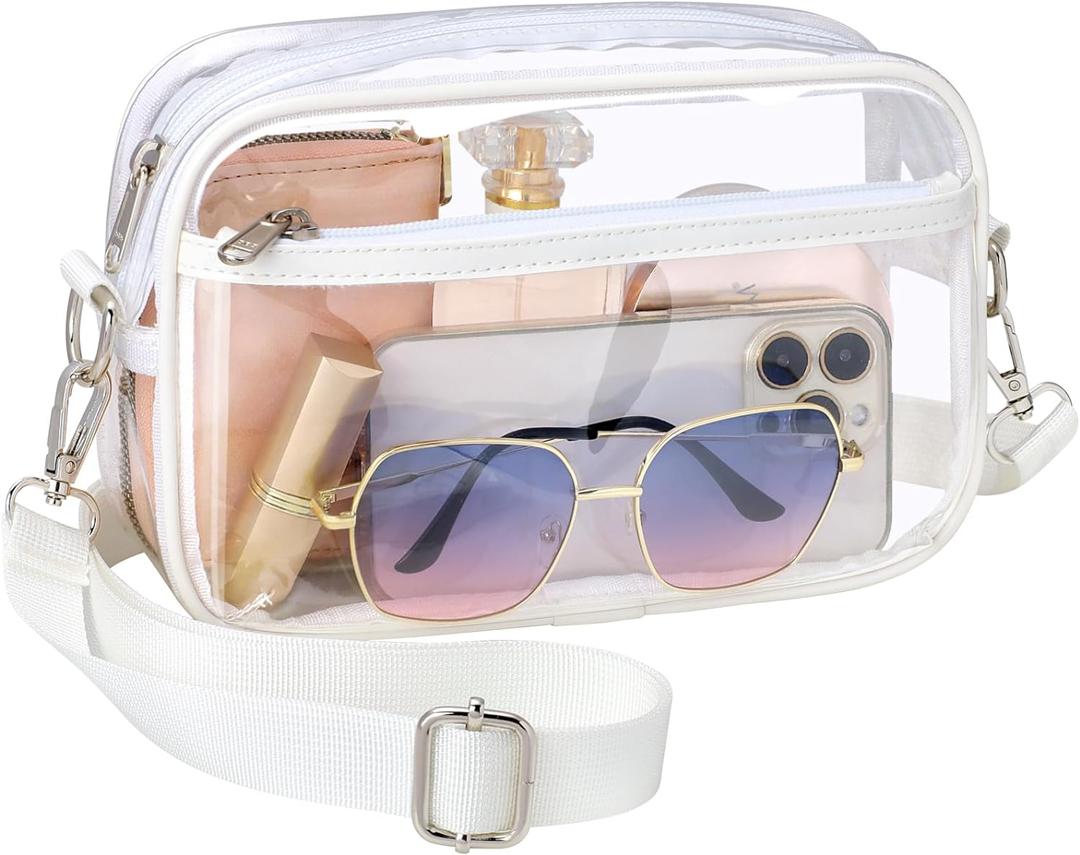 PACKISM Clear Bag for Stadium Events - Clear Purses for Women Stadium Crossbody Concert Bag for Game Day, Sports, Festival (Ardent White)