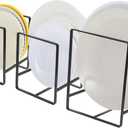 MAQUITA 3 Piece Plate Organizer for Kitchen Cabinet, Shelf, 2 Sizes for Pots, Pans, Cutting Boards - Black