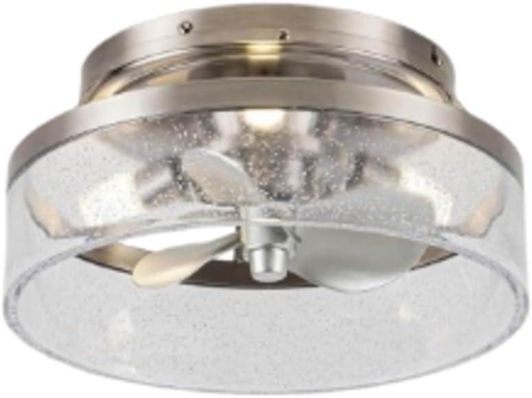 12.6 in. Indoor Stain Nickel Flush Mount Caged Ceiling Fan with Remote Control and DC Motor, Light Bulbs Included MD-F8299110V