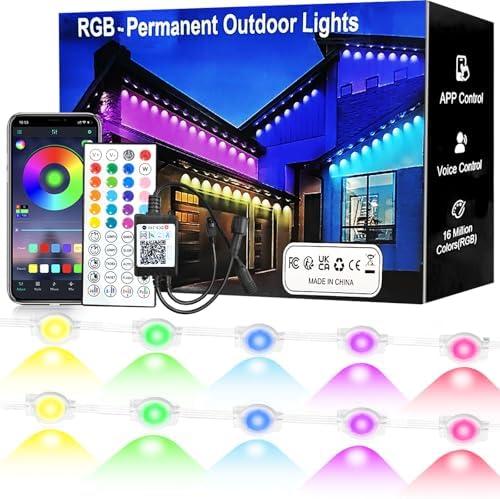 500FT Permanent Outdoor RGB Lights,IP67 Waterproof LED Eaves Lights with Smart App/Remote Control,for Christmas and All Holiday Decor,Daily and Accent Lighting,House Roof and Garden Lighting 500FT Permanent Outdoor RGB Lights,IP67 Waterproof LED Eaves Lights with Smart App/Remote Control,for Christmas and All Holiday Decor,Daily and Accent Lighting,House Roof and Garden Lighting