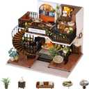 Flever Dollhouse Miniature DIY House Kit Creative Room with Furniture for Romantic Artwork Gift (Forest Teashop)