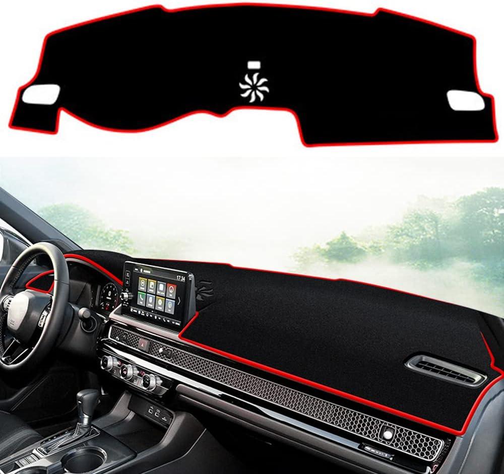 Dashboard Cover Dash Cover Mat Pad Carpet Custom Fit for Honda Civic 11th Gen 2022 2023 2024 2025 Accessories Anti-Skid Center Console Protector Cover Mat(Red Edge)