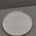 Gold Round Decorative Tray with Handles, 13" Elegant Coffee Table Serving Tray for Ottoman Living Room, Bathroom, Outdoors, Breakfast