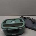 Vabaso Electric Lunch Box for Adults, 80W Heated Lunch Box Portable Food Warmer Lunch Box for Work/Men/Car/Truck with 1.5L 304 Stainless Steel Container Fork & Spoon, 110V/12V/24V (Dark Green)