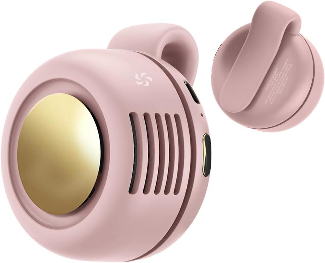 Portable Clip-On Fan, Mini USB Rechargeable 360 Rotatable Fan, 3-Speed Silent Mini Bladeless Fans (Pink)