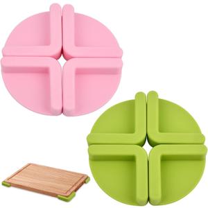 Silicone Non-Slip Feet for Cutting Board, Shock-Absorbent Reusable Cutting Board Legs Stabilizer Pads for Kitchen Countertop Surface Protection, Chopping Board Accessories(COLOR:Pink + Green)