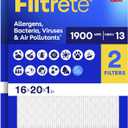 Filtrete 16x20x1 Air Filter, MERV 13 MPR 1900, Allergens, Bacteria, Viruses & Air Pollutants, 3-Month AC/Furnace Filters, Cleaner Air Reliable Airflow, 2 HVAC Filters(Act Size 15.62x19.62x0.78 in)