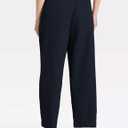 Womens Wide Leg Barrel Pants Mid-Rise Casual Loose Elastic Waist Solid Color Trouser with Pockets (X-Large, Navy)