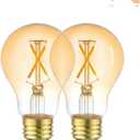 A19 Vintage LED Edison Light Bulbs, 2-Pack Dimmable 2W 2700K Amber Warm Light, E26 Base, 2W Equal 25W Incandescent Bulbs, Decorative Antique A19 Bulb, 250LM