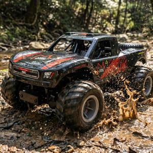 KB KAIBO 1:16 Amphibious Remote Control Car, Fully Submersible Remote Control Monster Truck for Kids, All Terrain 4WD RC Toy with 2 Batteries (60+ Min), 7.4V High Power, Durable Truck for Boys-Orange