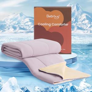 Bearhug Cooling Blanket - Cooling Comforter Queen Size 90x90 Inches Soft Breathable Double-Sided Purple and Yellow, The Cold Blanket and Cooling Comforter for Hot Sleepers Q-Max>0.45