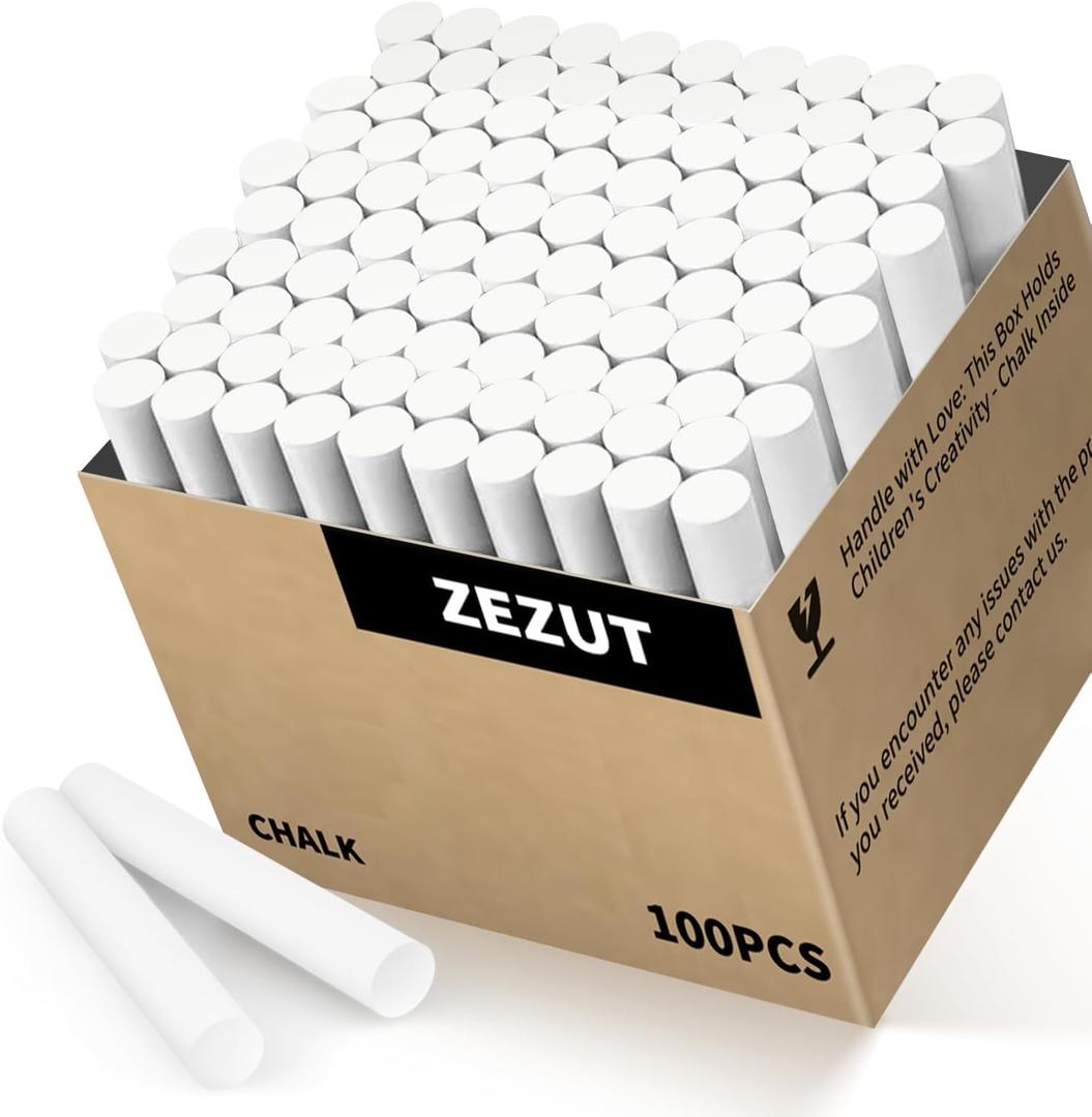 White Chalk 100PCS, Low Dust Chalks Stick Bulk for Chalkboard Blackboard Non-Toxic