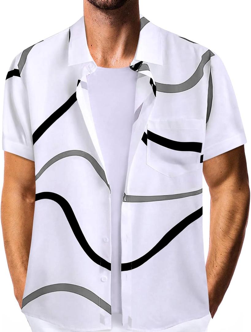 Hawaiian Shirt for Men Short Sleeve Button Summer Beach Casual Short Sleeve Tropical Holiday Beach Shirts (XXL)