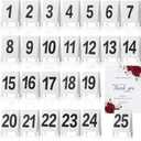 25 Pcs Table Numbers 1-25 Double-sided Wooden Tent Table Numbers Holders Place Card Holder Stands for Wedding Party Event Catering Receptions Banquets Bistro Coffee Shops (White)