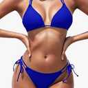 Women's Triangle Bikini Sets Two Piece Double Straps Halter Swimsuit Tie Side String Cheeky Bathing Suits S