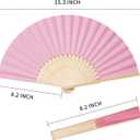 Sepwedd 50pcs Pink Paper Hand Fan Bamboo Folding Handheld Paper Fan for Wedding Party and Home Decoration