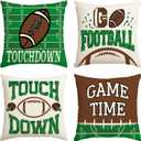 AVOIN colorlife Football Game Time Throw Pillow Covers, 18 x 18 Inch American Football Game Cushion Case for Sofa Couch,Set of 4