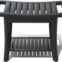 Bamboo Shower Stool Bench Waterproof with Storage Shelf for Shaving Legs or Spa Bath Seat in Bathroom & Inside Shower for Adults Seniors Elderly (24 x 13.4 x 18.5 inches+Black)