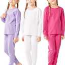 Resinta Girls Cotton Thermal Underwear Set Toddler Long Johns Kids Winter Base Layer Top & Bottom, 3T