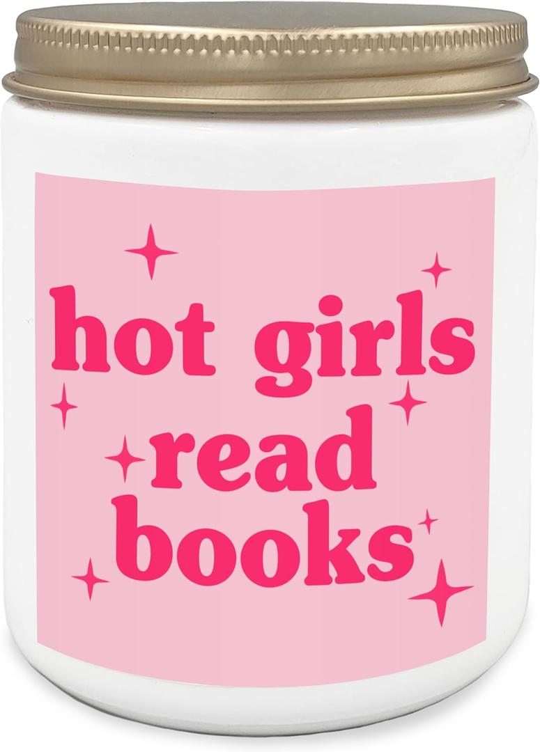 Book Lovers Gifts Scented Candles - Hot Girl Read Book Candle, Librarian Candles for Home Scented, Book Stuff Lavender Candle 8oz, Book Lover Gifts for Women