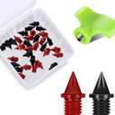 1/4 Inch Carbon Steel Track Spikes, 32 Pieces Lighter Weight Spikes Track Shoes, Each Nail Weighs Only 0.47 Grams, Used for Track and Field Sprinting or Cross Country (Black+Red)