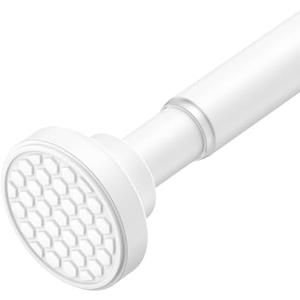 AIZESI Shower Curtain Rod, Adjustable 42-74 Inch Spring Tension Shower Rod, 1" Diameter Tension Curtain Rod No Drilling, Anti-Slip, Premium Stainless Steel Anti-Rust, White