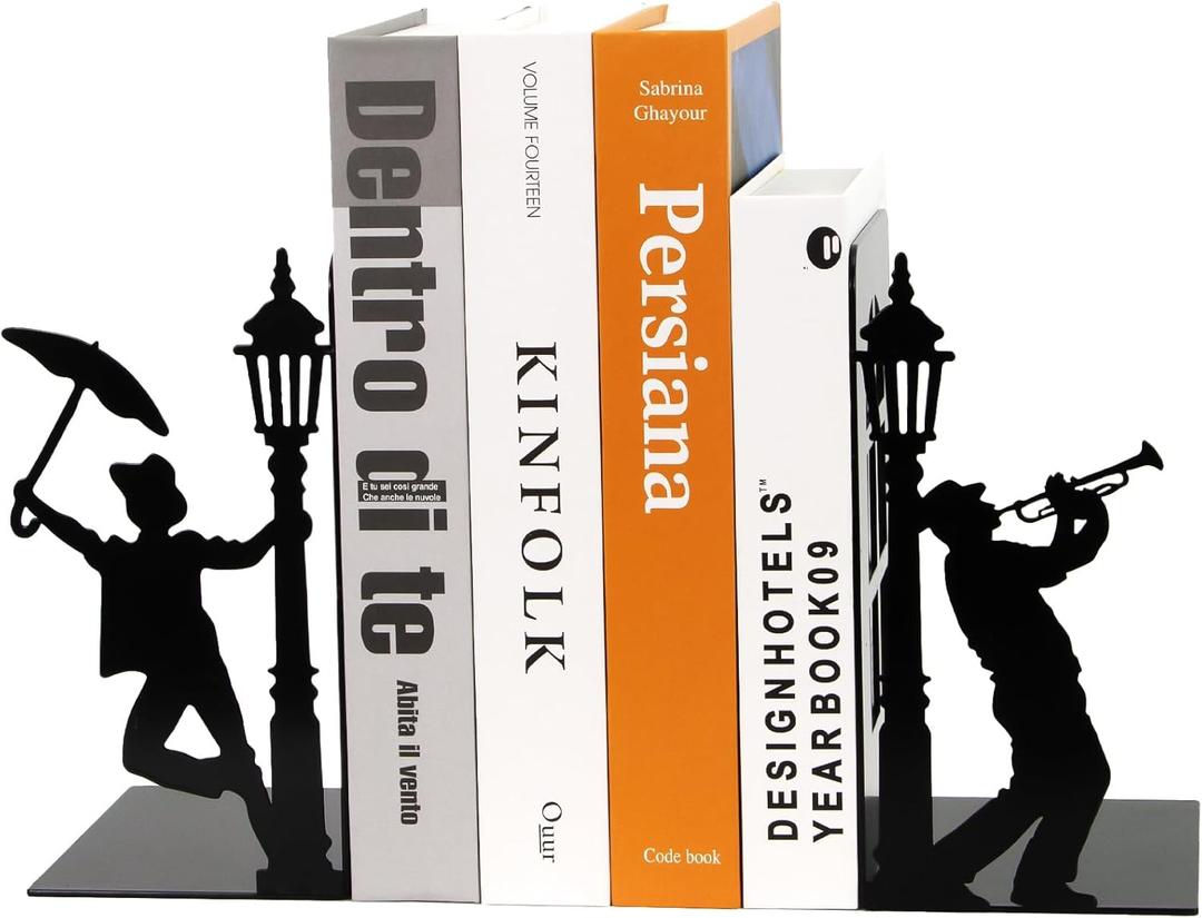 Design Book Ends for Shelves Decorative Desk or Countertop, Hidden Metal Bookends Hold Books Heavy Duty, Bookend Holder for Home Decoration, Gift for Book End Lovers and Home Dcor (Set of 2)