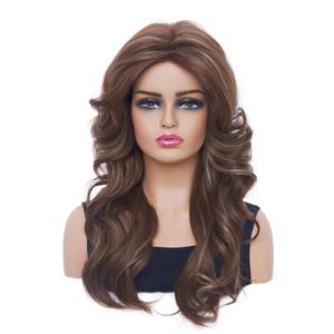 Rugelyss Vintage Wigs Brown Mixed Wig for Women Lady Layered Synthetic Full Wigs for 60s 70s 80s Cosplay Costume Disco Hair Wig Rugelyss Vintage Wigs Brown Mixed Wig for Women Lady Layered Synthetic Full Wigs for 60s 70s 80s Cosplay Costume Disco Hair Wig
