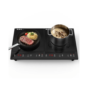 Waatfeet Double Induction Cooktop,Portable Induction Cooker with 2 Burner Independent Control,Ultrathin Body,10 Temperature,1800W-Multiple Power Levels,3 Hour Timer,Safety Lock