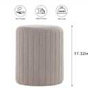 Get Set Style Modern Round Ottoman with Soft Padded Seat, Multifunctional Vanity Chairs for Makeup, Upholstered Footrest Stool Ottoman Foot Stool for Living Room, Bedroom, 14.8"D x 14.7"W x 17.3"H