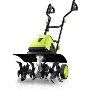 Electric Tiller, YERYORK 15-Amp 18-Inch Width 9-Inch Depth Corded Tiller Cultivator 24 Durable Steel Tines Gardening Tiller with Adjustable Wheels Foldable Handle for Easy Soil Cultivation