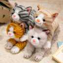 PEACH CAT Striped Cat Stuffed Animal 9.8" Realistic Kitten Plushies Soft Plush Toys Gifts for Kids Orange