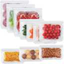 10 Pack Dishwasher Safe Reusable Bags, Silicone, Leakproof, BPA Free, Reusable Food Storage Bags for Lunch, Marinate, Freeze, Travel (Clear) - 3 Gallon, 3 Snack, 4 Sandwich