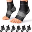 Plantar Fasciitis Sock (6 Pairs) for Men and Women, Compression Foot Sleeves with Arch and Ankle Support (Black, Medium)