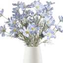 6PCS Daisy Flowers Artificial 24'' Blue Flowers Artificial Wildflowers Silk Flowers for Wedding Party Kitchens Home Decoration(Light Blue)