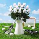 Suhine 12 Pcs Artificial Lacrosse Rose Flowers Sports Party Favors Bulk for Birthday Graduation Wedding Party Decorations Table Centerpieces Game Prizes Senior Night Team Gifts(Lacrosse Color, Normal)