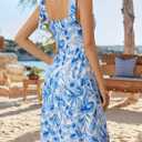 GUBERRY Women's Summer Dress with Pocket Elastic Shoulder V-Waistline Square Neck Mini Cute Floral Sundresses