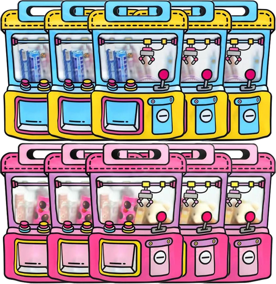 30 PCS Bulk Gift Bags for Kids with Handle,Children Large Goodie Bags with Stand-up Bottom, Grip Seal Party Favor Bag, Students Back to School Treat Bag, Cute Snack Candy Bags for Birthday, Classroom (2 Mix Color (pink blue))