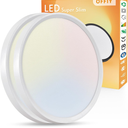 20 Inch Large LED Flush Mount Ceiling Light, 40W, 4350LM, 3000K/4000K/6000K CCT Selectable Super Slim LED Ceiling Light, Close to Ceiling Round Flat Panel Light for Living Room,Kitchen ect，2PK
