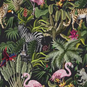 CRE8TIVE 24"x118" Jungle Animal Peel and Stick Wallpaper Zebra Leopard Monkey Bird Wallpaper Tropical Forest Palm Tree Leaf Contact Paper Self Adhesive Removable Floral Wall Mural for Nursery Bedroom