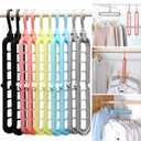 Closet Organizers and Storage,College Dorm Room Essentials,Pack of 10 Multifunctional Organizer Magic Space Saving Hangers with 9 Holes Storage Organization for Wardrobe Closet (Multicolor)