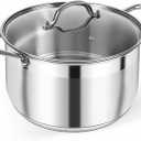 Kirecoo Stainless Steel Stock Pot - 8 Quart Heavy Duty Induction Cooking Pot with Visible Lid for Pasta, Soup, Spaghetti, Nonstick Thick Bottom Big Stockpot, Deep Cookware for Canning, Boiling, Simmer