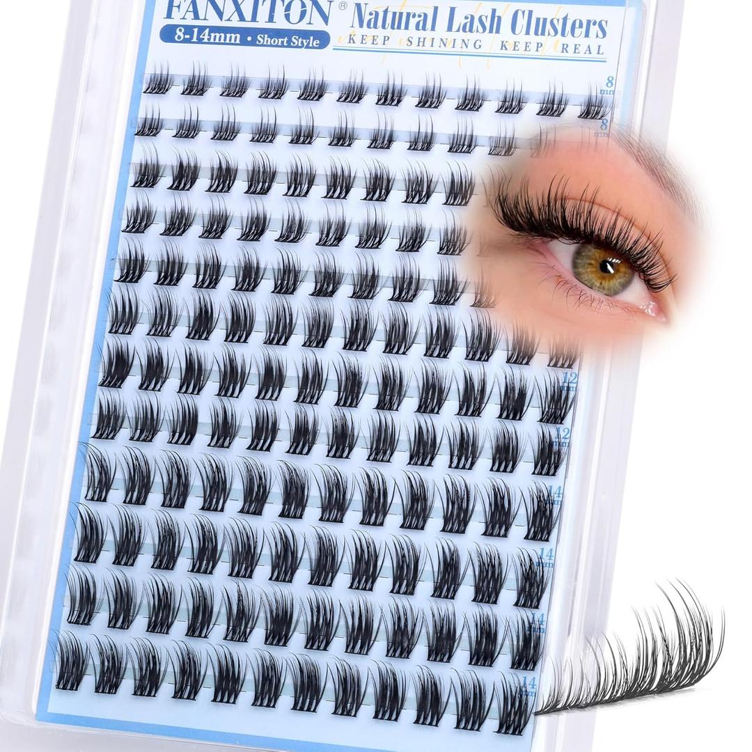 Natural Lash Clusters Wispy 8-14MM C Curl Lashes Clusters Eyelash Extensions Eyelash Clusters Thin Cluster Lashes Band Individual Lashes by FANXITON