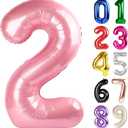 2 Balloon - Pearlescent Pink Birthday Number Balloons, 40 Inch Large Foil Balloons for Men Women Boys Girls Pearlescent Pink Themed Birthday Decorations