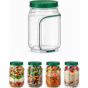 TANRICHA Jar Side Open with Leakproof Dressing Compartment, Portable Container, Home, Office, Travel, Outdoor Salad Container for Lunch