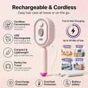 Electric Steam Brush, Rechargeable Detangling Straightener (Pink) | Rechargeable, Detangling Straightener, Smooths Frizz & Static, Nourishes Hair, Portable Travel Design for All Hair Lengths
