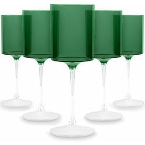 Bluesky Green & Clear Two-Tone Glass Set - 14 Oz (5 Pieces) - Elegant, Sophisticated Design for Upscale Events & Unforgettable Moments Ideal for Tasting, Celebrations, and Gifting