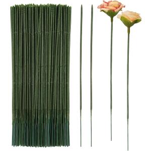Anjmd 200 Pieces Floral Stem Wire, Artificial Flower Rod, Green Florist Wires for Flower Arrangement Supplies Crafts Bouquet Wreath Making (17CM)