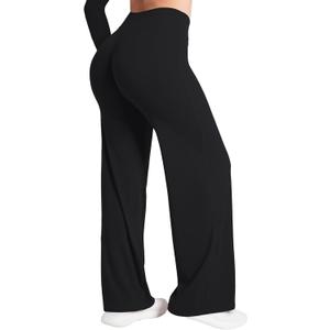 Sunzel Butt Lifting Wide Leg Yoga Pants Women No Front Seam Tummy Control High Waist Booty Gym Workout Straight Leg Bottoms XL