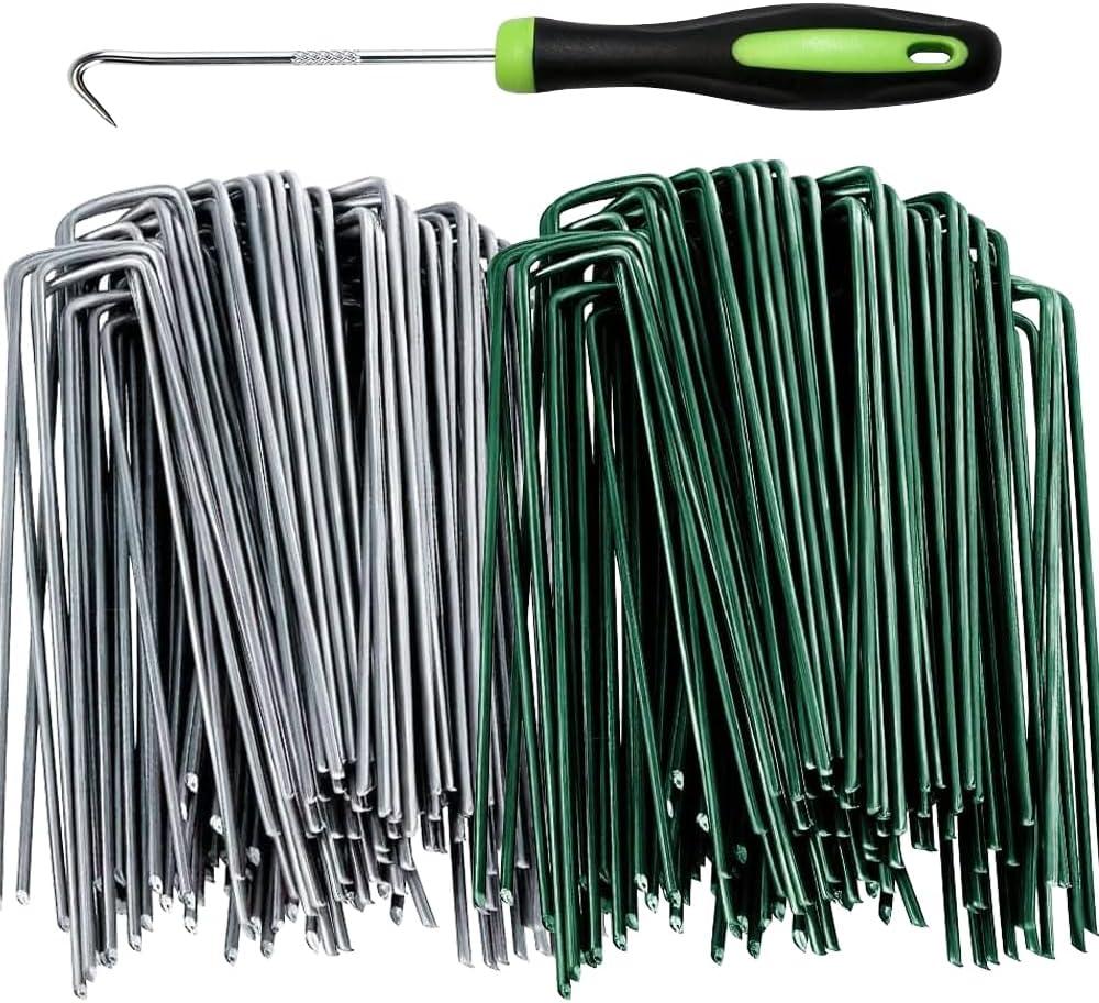6 inches 50 Packs Galvanized Landscape Garden Stakes Staples,Toylin U-Shaped Tent Stakes, Landscape Staples Ground Stakes for Landscaping Securing Weed Barrier Fabric, Holding Fence